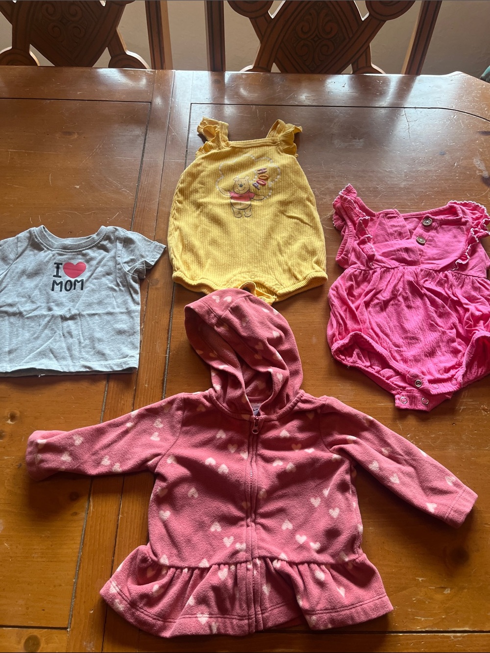 Baby Pink Heart Hoodie Jacket + Pink & Yellow Rompers Set